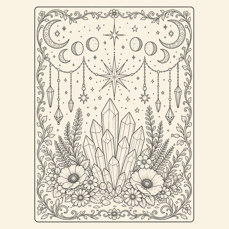 Mystical Moon Coloring Page